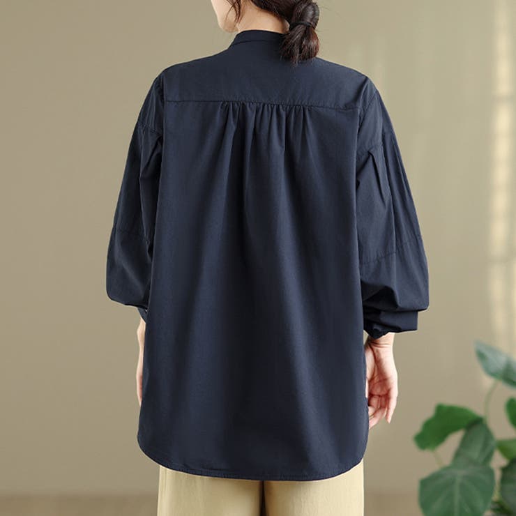 ギャザー入りバンドカラーブラウス | Doux Belle  | 詳細画像8 