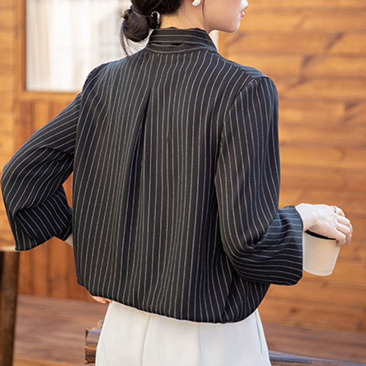 ストライプ柄ボウタイブラウス | Doux Belle  | 詳細画像10 