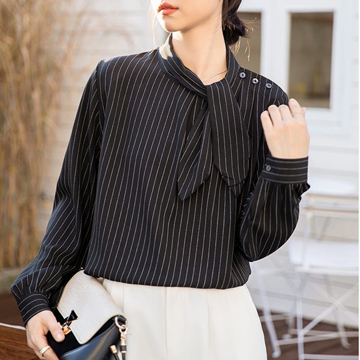 ストライプ柄ボウタイブラウス | Doux Belle  | 詳細画像6 