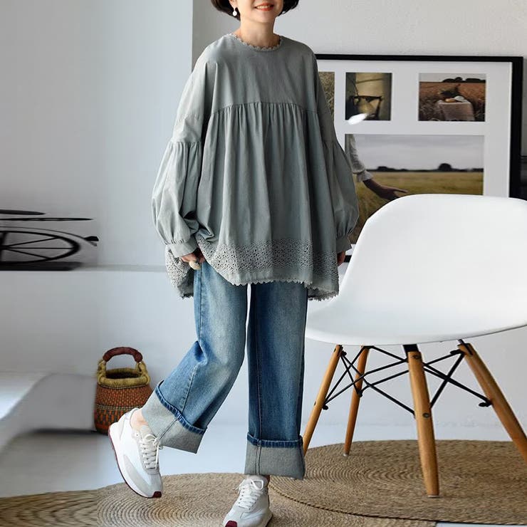 レース裾付きパフスリーブブラウス | Doux Belle  | 詳細画像3 