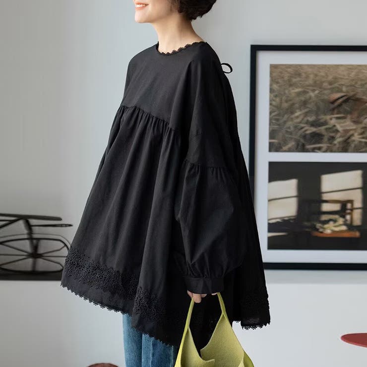 レース裾付きパフスリーブブラウス | Doux Belle  | 詳細画像5 