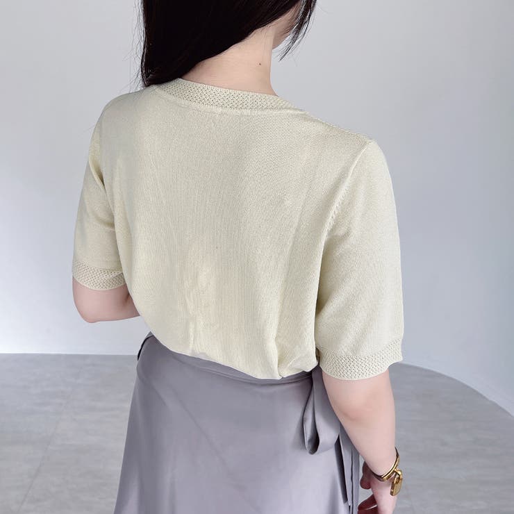 リブ切り替え×半袖ニットトップス | Doux Belle  | 詳細画像14 