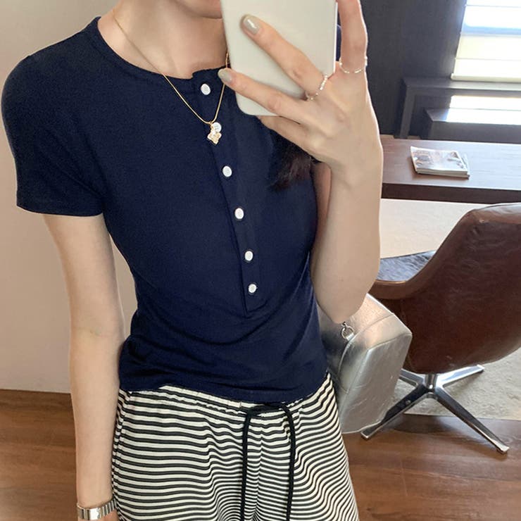 ハーフボタンヘンリーネックトップス | Doux Belle  | 詳細画像11 