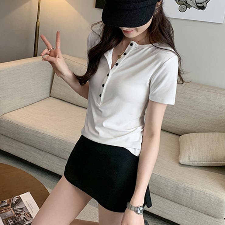 ハーフボタンヘンリーネックトップス | Doux Belle  | 詳細画像3 