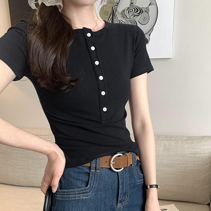 ハーフボタンヘンリーネックトップス | Doux Belle  | 詳細画像8 