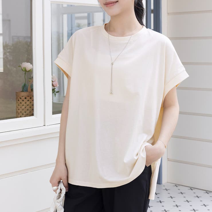 サイドスリットラウンドネックカットソー | Doux Belle  | 詳細画像2 