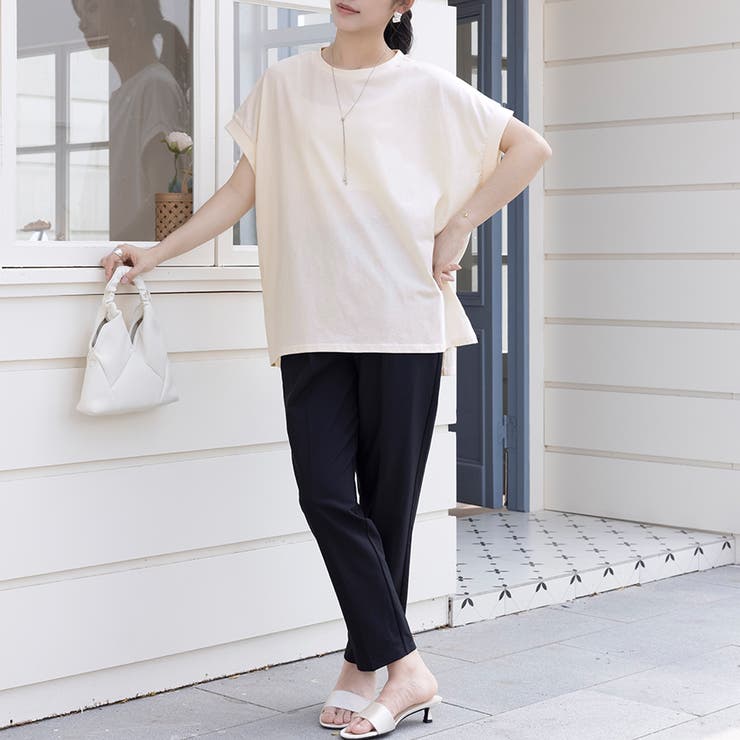 サイドスリットラウンドネックカットソー | Doux Belle  | 詳細画像4 