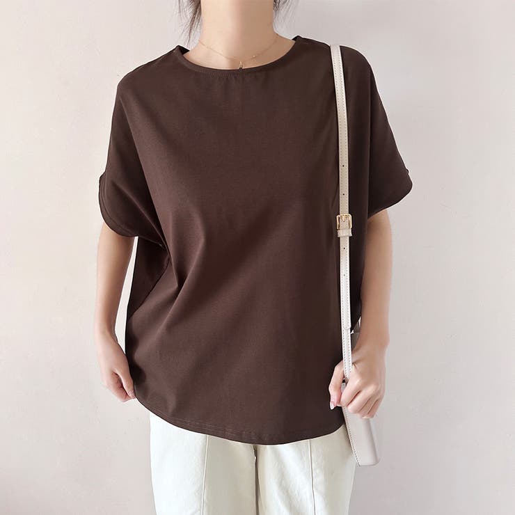 コーヒー | コットン素材シンプル半袖カットソー | Doux Belle 