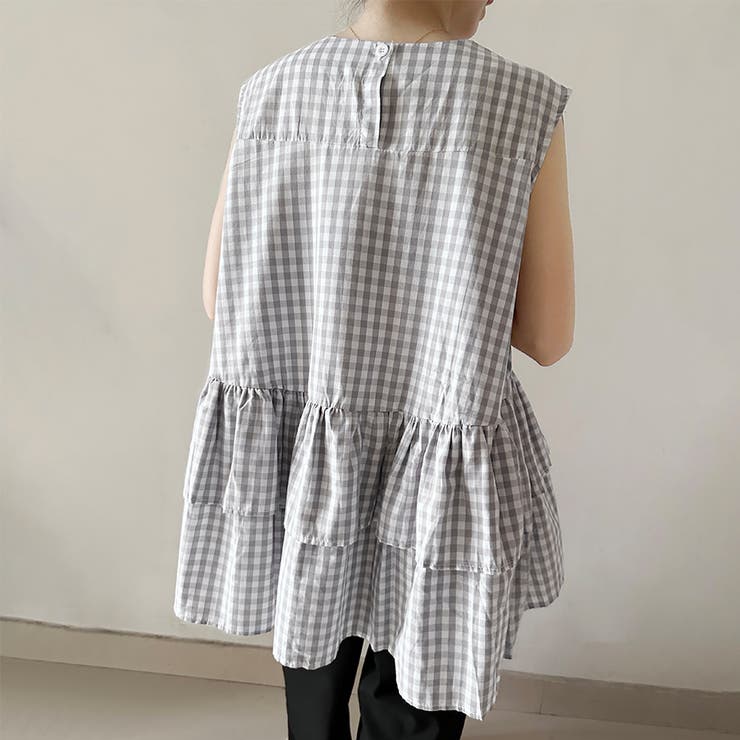 ペプラム風ギンガムチェックトップス | Doux Belle  | 詳細画像10 