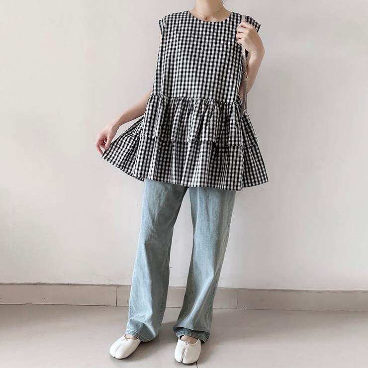 ペプラム風ギンガムチェックトップス | Doux Belle  | 詳細画像14 