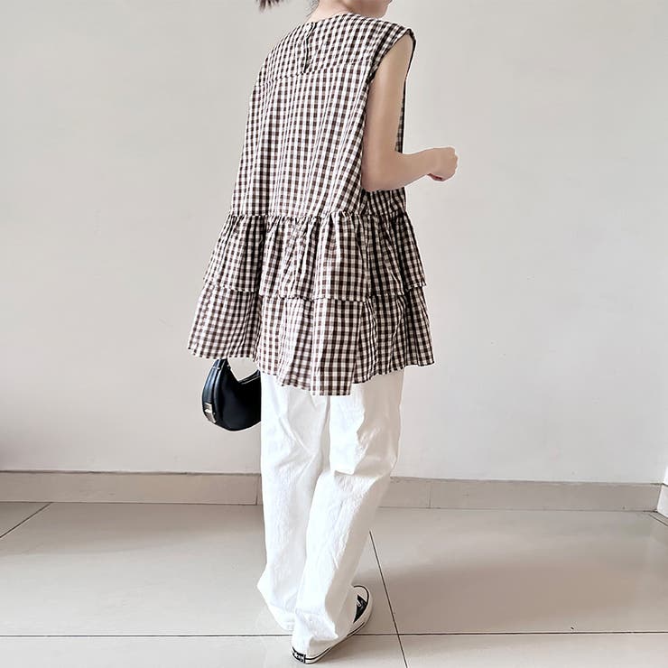 ペプラム風ギンガムチェックトップス | Doux Belle  | 詳細画像6 