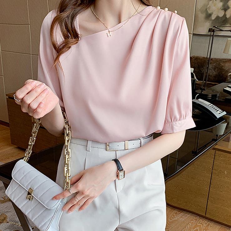 パールボタン付きスタンドカラーブラウス | Doux Belle  | 詳細画像10 