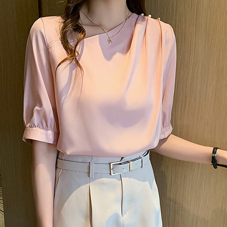 パールボタン付きスタンドカラーブラウス | Doux Belle  | 詳細画像9 