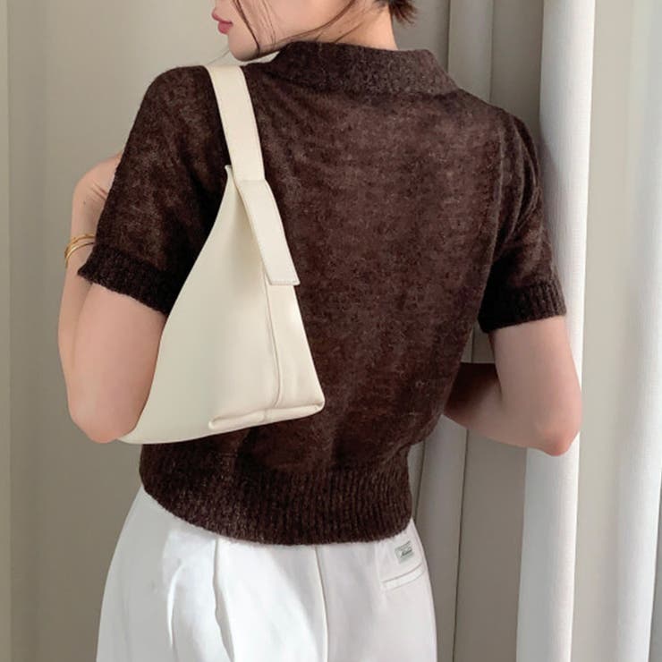 ◾️よっちゃん1129さま専用◾️eLLa selectshop エラ♡サマーウール 配色ライン襟付きサマーニット レディース 春 夏 半袖 ≪ゆう