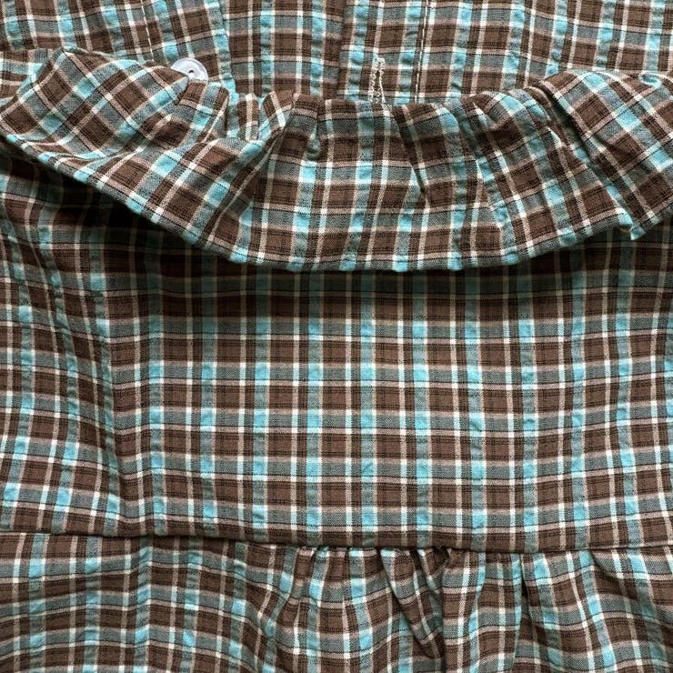 フリルデザインチェック柄シャツ[品番：DBLW0001924]｜Doux