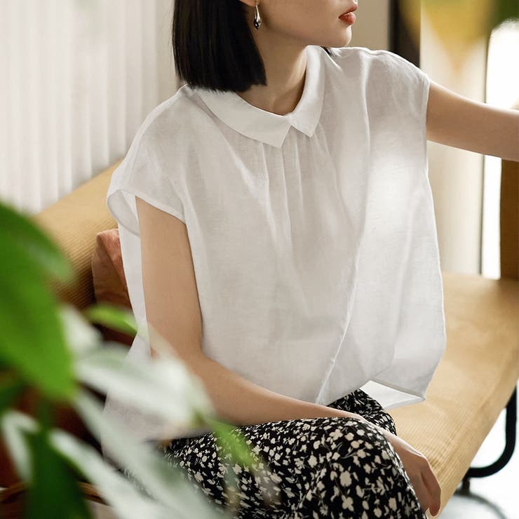 ホワイト | フレンチ袖ブラウス | Doux Belle 