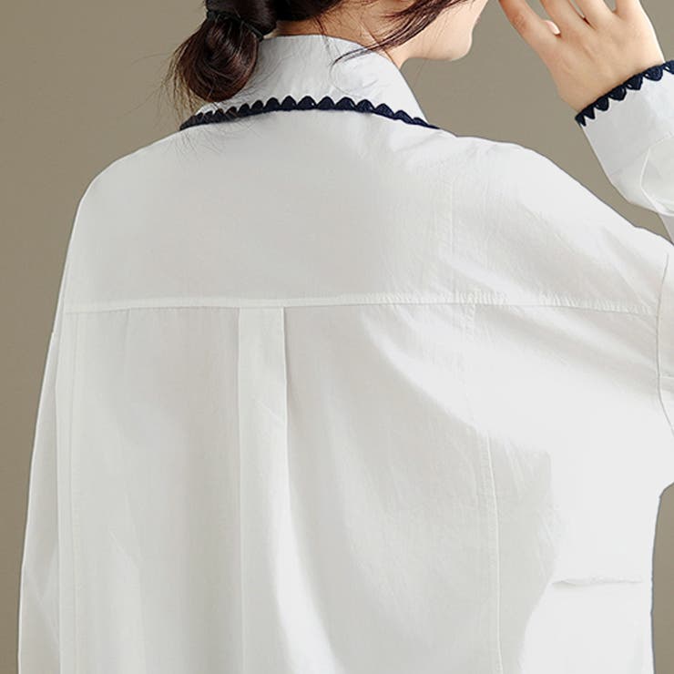 スカラップ刺繍襟長袖シャツ レディース トップス | Doux Belle  | 詳細画像17 