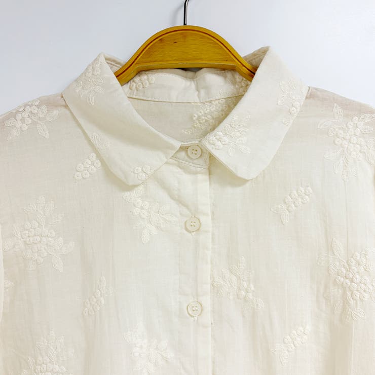 花柄刺繍丸襟長袖ブラウス レディース トップス | Doux Belle  | 詳細画像12 