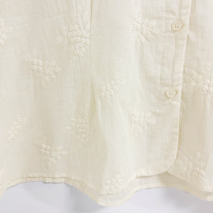 花柄刺繍丸襟長袖ブラウス レディース トップス | Doux Belle  | 詳細画像15 