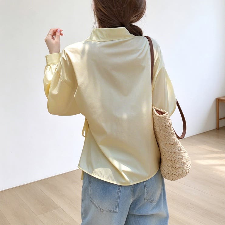 カシュクール風リボン長袖シャツブラウス レディース トップス | Doux Belle  | 詳細画像7 