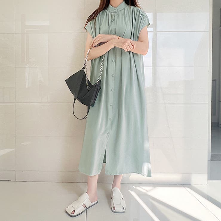 ライトグリーン | 新作 シャツワンピース ロングワンピース | Doux Belle 