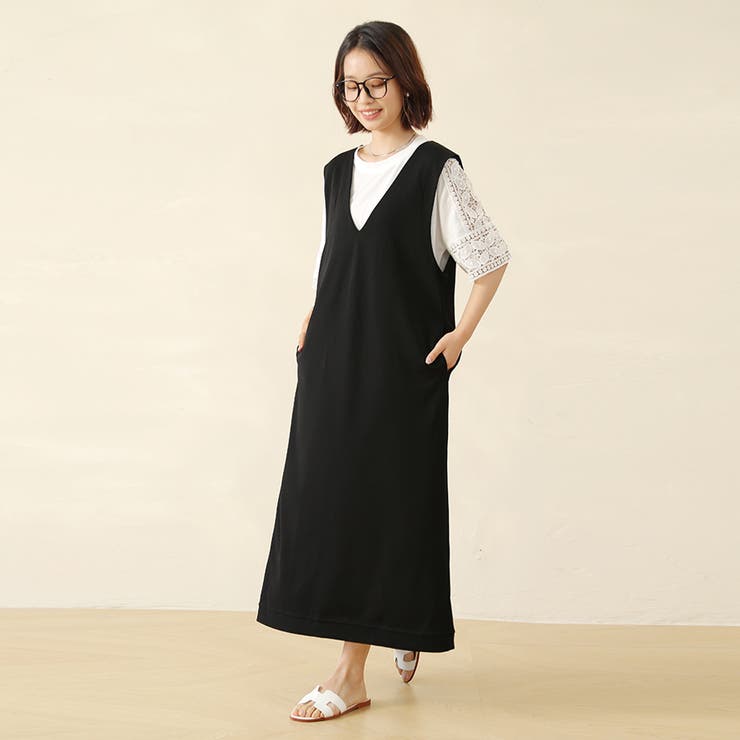 ブラック | オールインワン ワンピース マキシワンピース | Doux Belle 