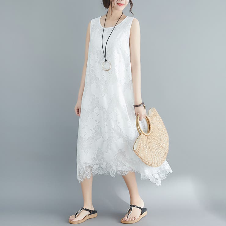 ホワイト | マキシワンピース レディース レース | Doux Belle 