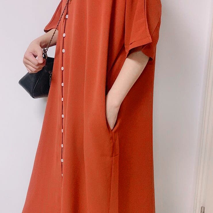 ワンピース ロング丈 半袖  vネック ボタン ゆったり | Doux Belle  | 詳細画像24 