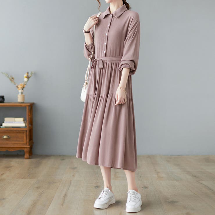 シャツワンピース ロング丈 長袖 フレア 品番 Dblw Doux Belle ドゥーベル のレディースファッション通販 Shoplist ショップリスト