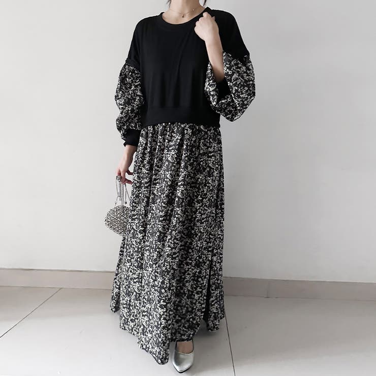 ドッキング花柄ロングワンピース | Doux Belle  | 詳細画像9 