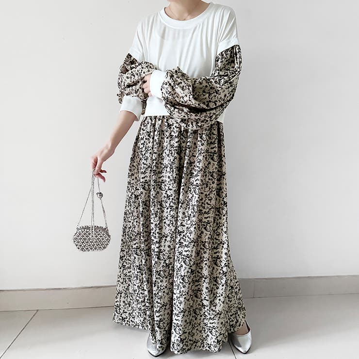 ドッキング花柄ロングワンピース | Doux Belle  | 詳細画像2 