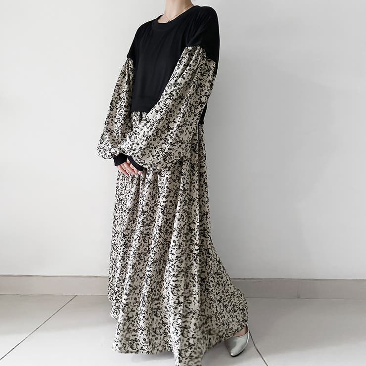 ドッキング花柄ロングワンピース | Doux Belle  | 詳細画像6 