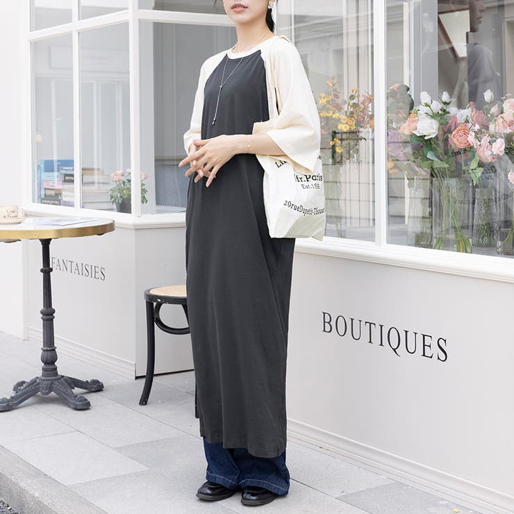 五分袖バイカラーロングワンピース | Doux Belle  | 詳細画像11 