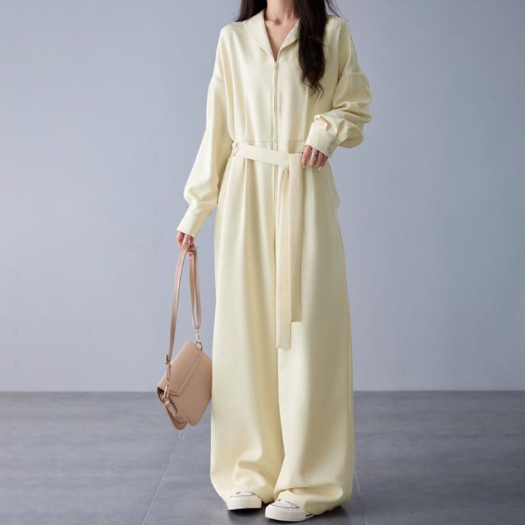 ウエストリボン×ワイドパンツオールインワン | Doux Belle  | 詳細画像1 