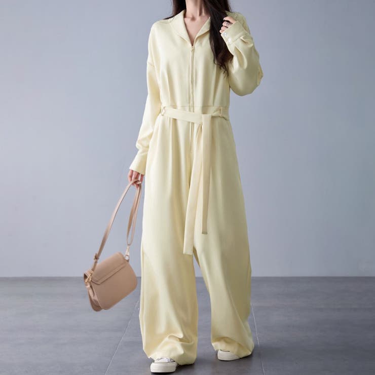 ウエストリボン×ワイドパンツオールインワン | Doux Belle  | 詳細画像2 