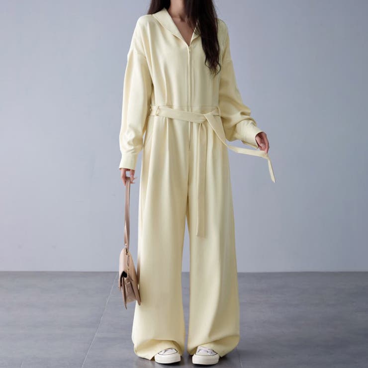 ウエストリボン×ワイドパンツオールインワン | Doux Belle  | 詳細画像4 