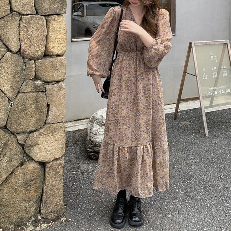 小花柄ウエストギャザーワンピース | Doux Belle  | 詳細画像1 