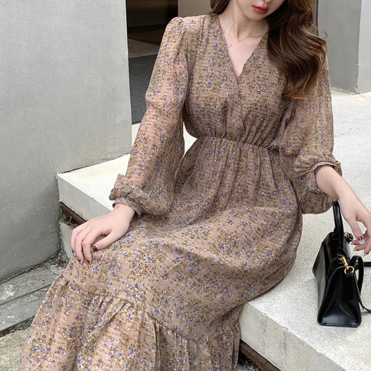 小花柄ウエストギャザーワンピース | Doux Belle  | 詳細画像4 