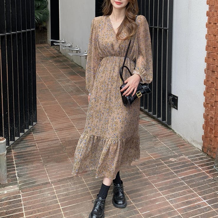 小花柄ウエストギャザーワンピース | Doux Belle  | 詳細画像5 