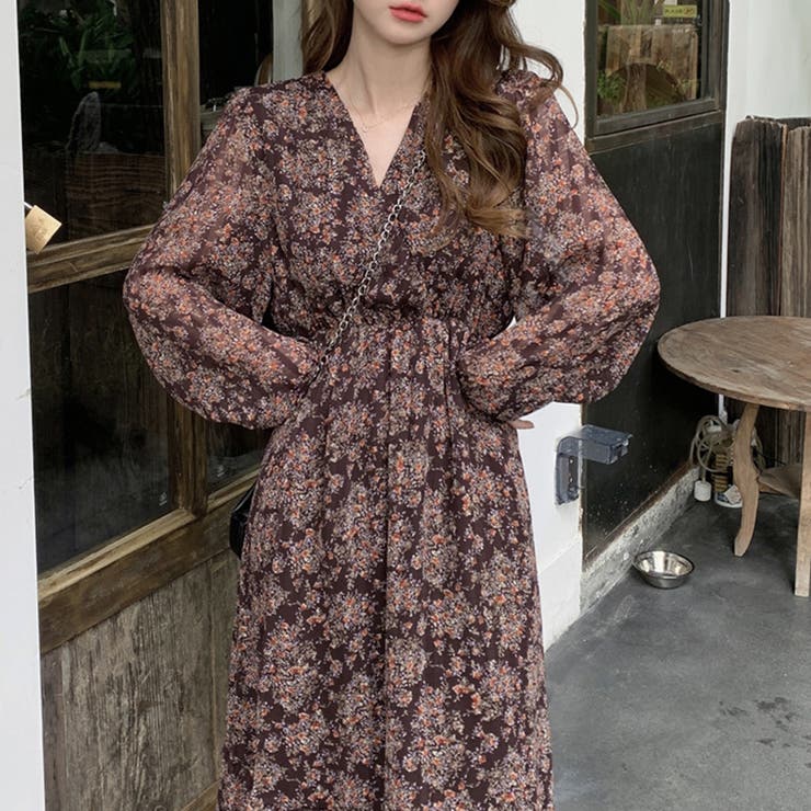 小花柄ウエストギャザーワンピース | Doux Belle  | 詳細画像6 