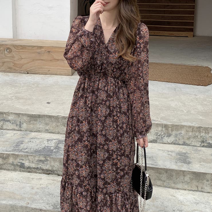 小花柄ウエストギャザーワンピース | Doux Belle  | 詳細画像7 