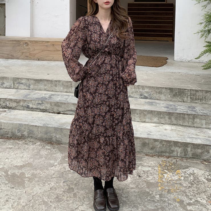 小花柄ウエストギャザーワンピース | Doux Belle  | 詳細画像9 