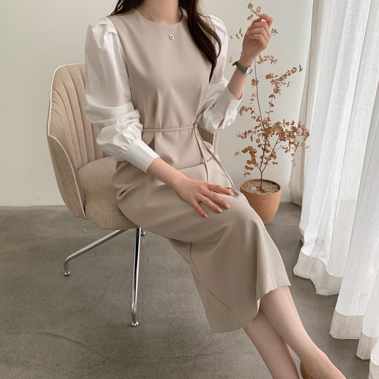 サイドリボンレイヤード風ワンピース | Doux Belle  | 詳細画像4 