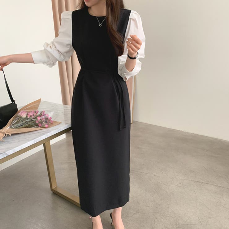 サイドリボンレイヤード風ワンピース | Doux Belle  | 詳細画像9 