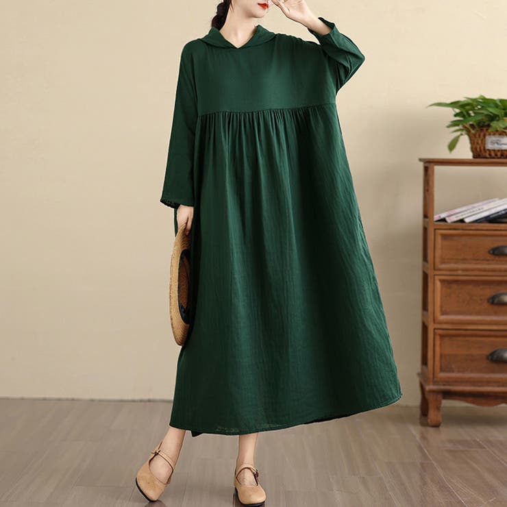 フード付きギャザー入りマキシワンピース | Doux Belle  | 詳細画像11 