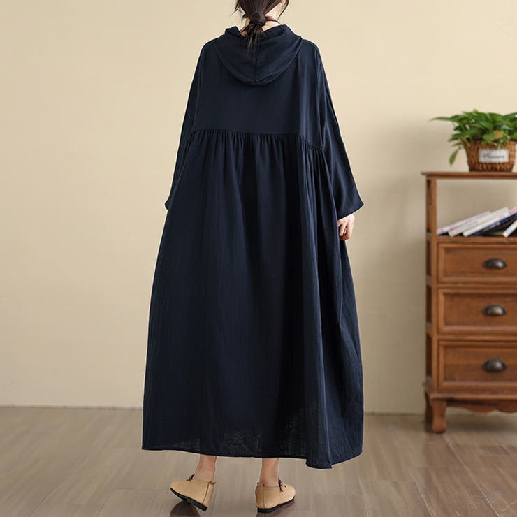 フード付きギャザー入りマキシワンピース | Doux Belle  | 詳細画像3 