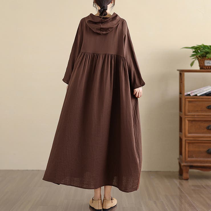 フード付きギャザー入りマキシワンピース | Doux Belle  | 詳細画像6 