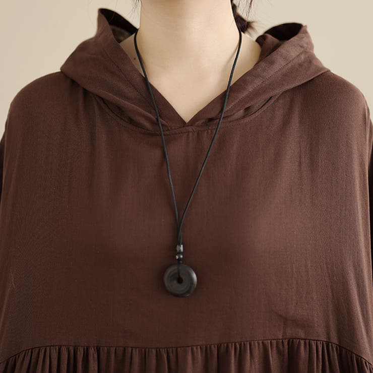 フード付きギャザー入りマキシワンピース | Doux Belle  | 詳細画像8 