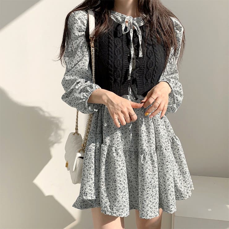 小花柄リボンティアードミニワンピース レディース ミニワンピース | Doux Belle  | 詳細画像4 