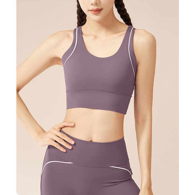 パープル | LYCRA素材バッククロスカップ付ブラトップ【SHOPLIST限定 新作 春 | SEU